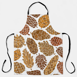 Tablier Illustration motif cônes de pin.