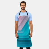 Tablier Illustration orange, rose et turquoise (Porté)