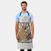 Tablier Illustration Stylisée Linocut Singe (Porté)