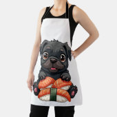 Tablier Illustration vectorielle de sushi de pug noir mign (Insitu)