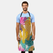 Tablier Illustration Vintage Cactus sans joint. (Porté)