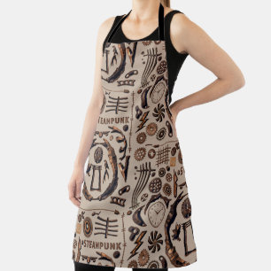 Tablier Illustrations Steampunk Motif Marron
