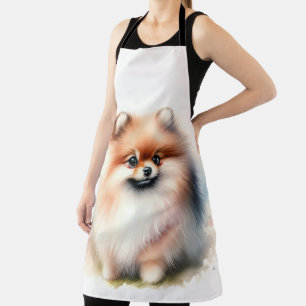 Tablier Image d'aquarelle mignonne Pomeranian
