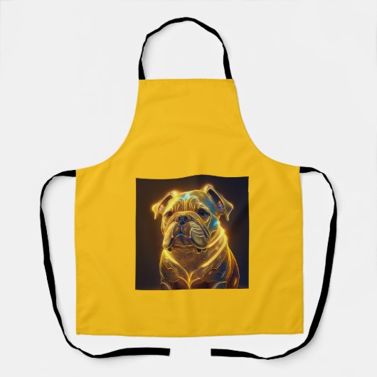 Tablier Image Fantastique Bouledogue Anglais Jaune Néon (Recto)
