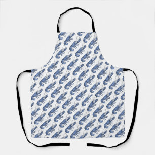 Tablier Image Rétro Vintage Homard Bleu