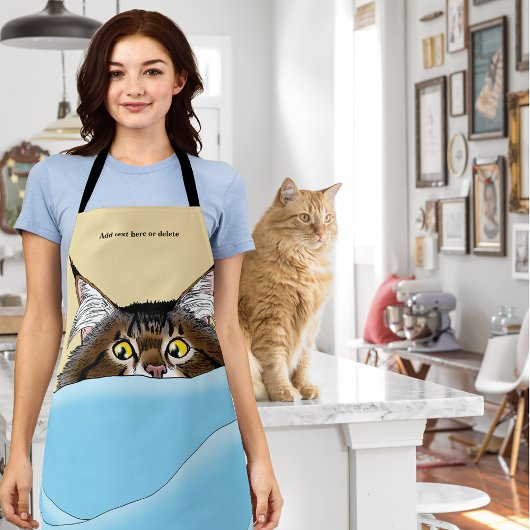 Tablier Imaginaire bleu Tabby Cat Peeking