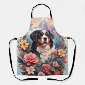 Tablier imaginaire floral 3D Bernese Mountain Dog Birds Vi (Recto)