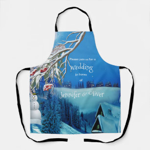 Tablier Imaginaire hivernal neige en un seul mariage Invit