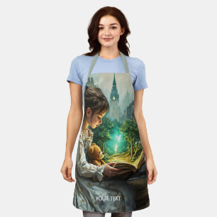 Tablier Imaginaire mignonne jeune fille lecture