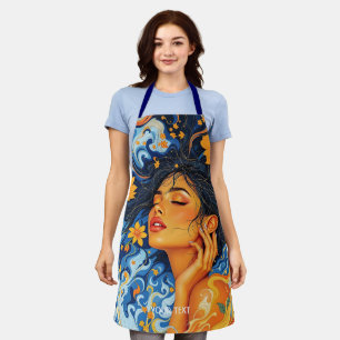 Tablier Imaginaire mignonne Orange Blue Girl