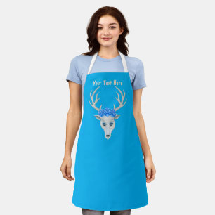 Tablier Imaginaire White Cerf Roses Blue Eyes Antlers