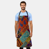 Tablier Imitation patchwork indienne, toile vintage. (Porté)