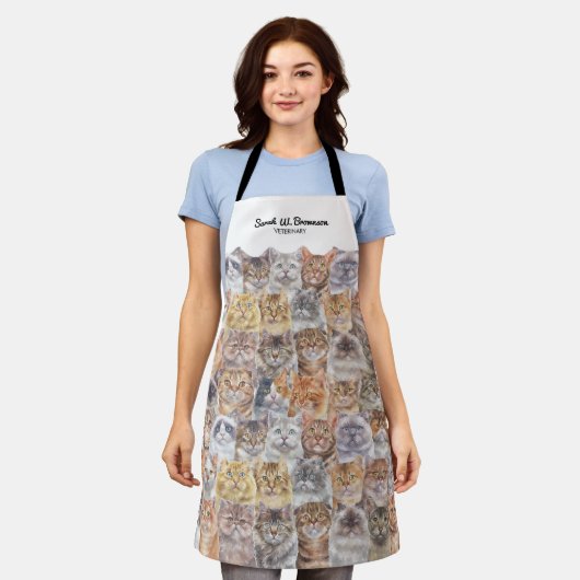 Tablier Impression à motif de chats (Porté)