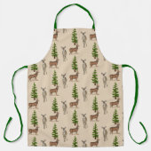 Tablier Impression Cerf Rustique et Arbre Toujours Vert - (Recto)