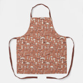 Tablier Impression champignon sur marron terracotta (Recto)
