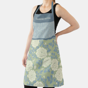 Tablier Impression de bloc floral vert bleu personnalisé r