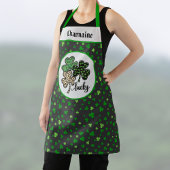Tablier Impression de chat noir vert Shamrock St Patrick L