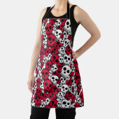 Tablier Impression de motif crâne gothique cerise (Insitu)