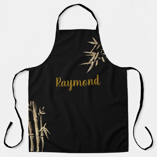Tablier Impression d'encre japonaise Design en bambou noir (Recto)