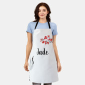 Tablier Impression D'Encre Japonaise Sakura Et Grue (Porté)