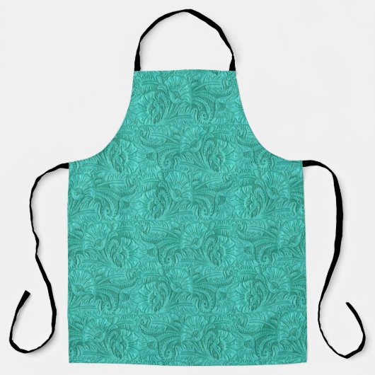 Tablier Impression en cuir turquoise (Recto)