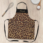 Tablier Impression personnalisée de fourrure Leopard Faux<br><div class="desc">Exotique,  tendance et toujours stylé et glamour faux empreinte de léopard dans les tons bronze,  or et noir. Bande bordée facultative avec champ de texte modifiable pour la personnalisation.</div>