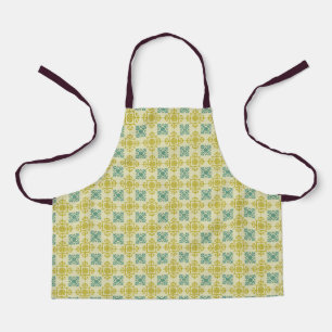 Tablier Impression vintage verte et blanche