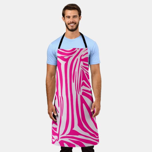 Tablier Impression zèbre rose (Porté)