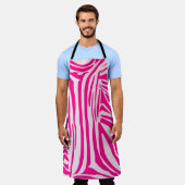 Tablier Impression zèbre rose (Porté)