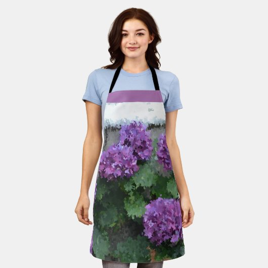 Tablier Impressionniste Courbe Hydrangée (Porté)
