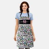 Tablier Imprimé Animal Motif Léopard Chic Monogramme (Porté)