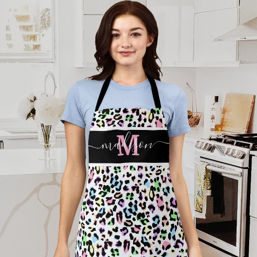 Tablier Imprimé Animal Motif Léopard Chic Monogramme