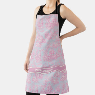 Tablier Imprimé chic bleu rose vintage toile de jouy