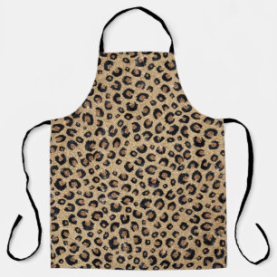 Tablier Imprimé élégant léopard noir paillettes or