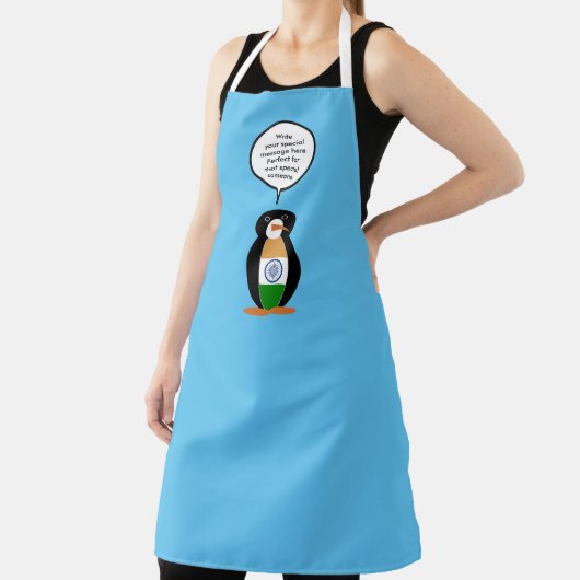 Tablier Indian Flag Talking Ms Penguin Personalized Text (Insitu)