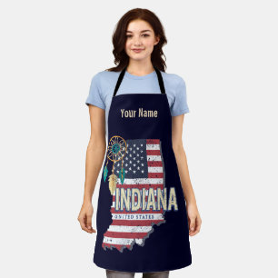 Tablier Indiana State United States Retro Map Vintage USA