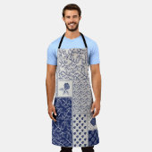 Tablier Indigo Bleu Beige Floral Patchwork (Porté)