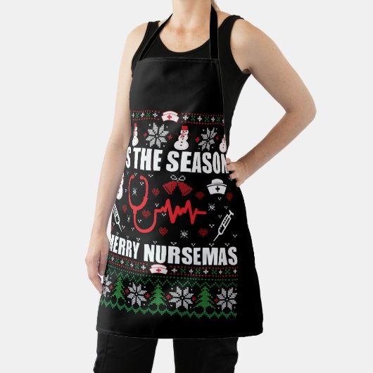 Tablier Infirmière à pull de Noël (Insitu)