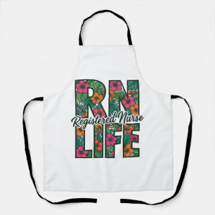Tablier Infirmière diplômée RN Life Floral Vector Design_1