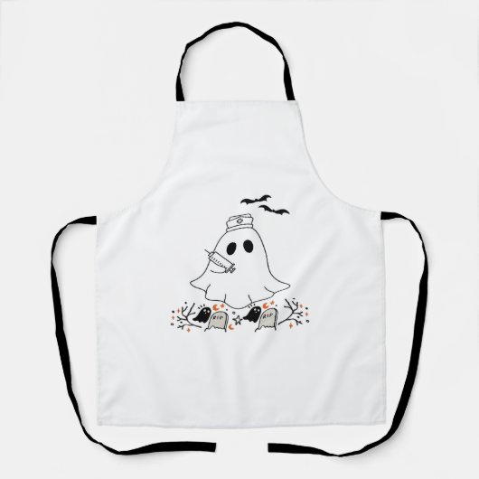 Tablier Infirmière Ghost mignonne Halloween Design T-shirt (Recto)