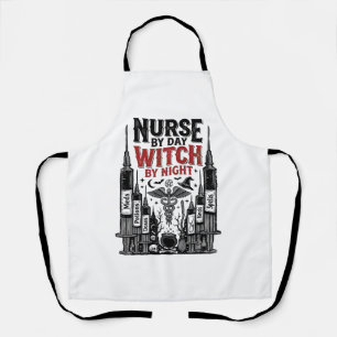 Tablier Infirmière le jour sorcière la nuit Design Hallowe