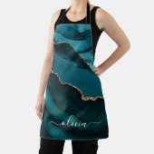 Tablier Initiale en géode d'agate bleue verte aqua sarcell (Insitu)