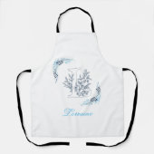 Tablier Initiale "L" Monogramme bleu Calme Floral (Recto)
