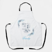 Tablier Initiale "T" Monogramme bleu Calme Floral (Recto)