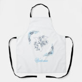 Tablier Initiale "V" Monogramme bleu Calme Floral (Recto)