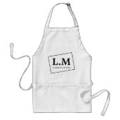 Tablier Initiales de monogramme classique Nom Blanc (Devant)