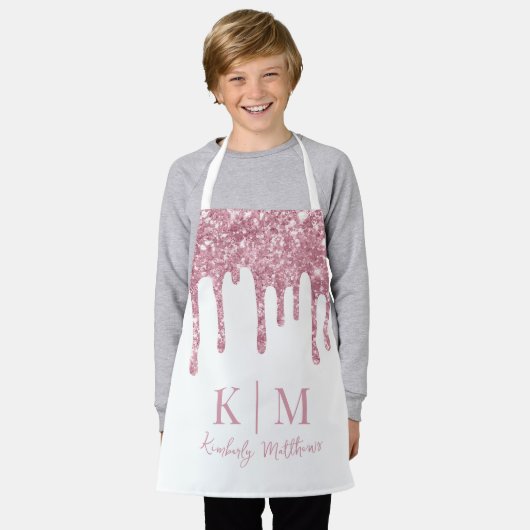 Tablier Initiales de Monogramme de Parties scintillant ros (Porté)