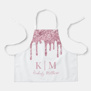 Tablier Initiales de monogramme scintillantes rose glamour