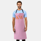 Tablier Initiales du Monogramme rose moderne personnalisée (Porté)