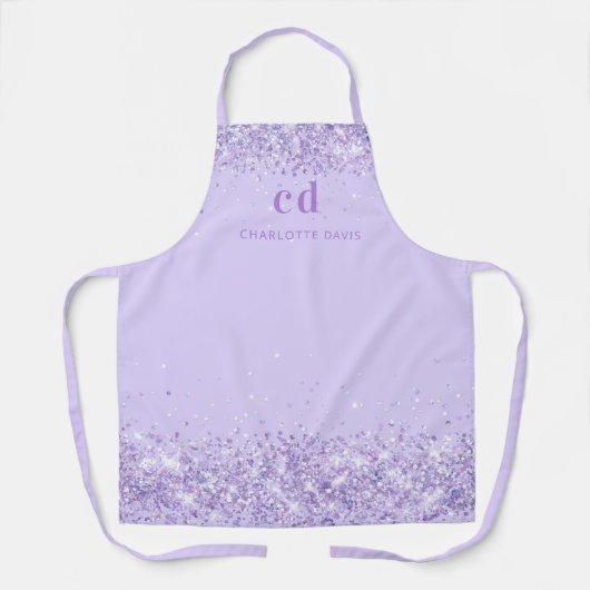 Tablier Initiales du monogramme violet lavande (Recto)
